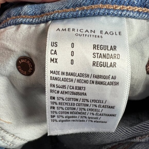 American Eagle Jean Women 27x30* 90s Low Rise Skinny Kick Boot Blue Denim Tag 0R - Picture 7 of 16